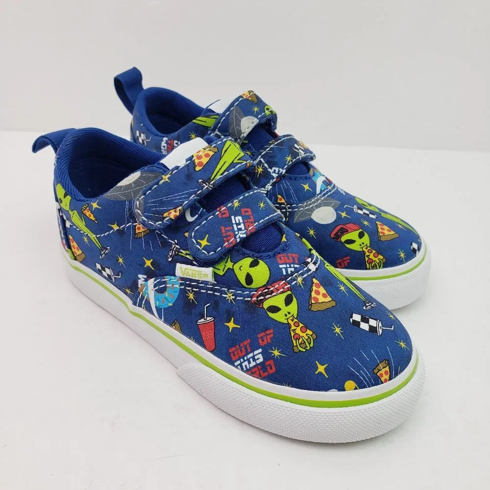 Vans Doheny V Spaced Out Toddler Boys Size 10 Aliens Pizza Blue Sneaker Shoes